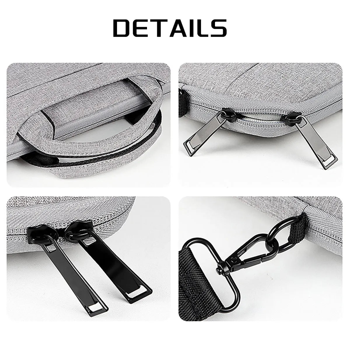 Water-repellent laptop carrying case in Black, with luggage strap and shoulder strap, for 13.3 to 15.6 inch laptops.