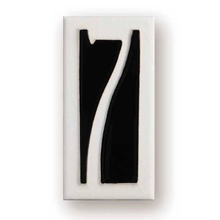 Handmade retro enamel ceramic doorplate showing a number, dimensions 76mm by 152mm