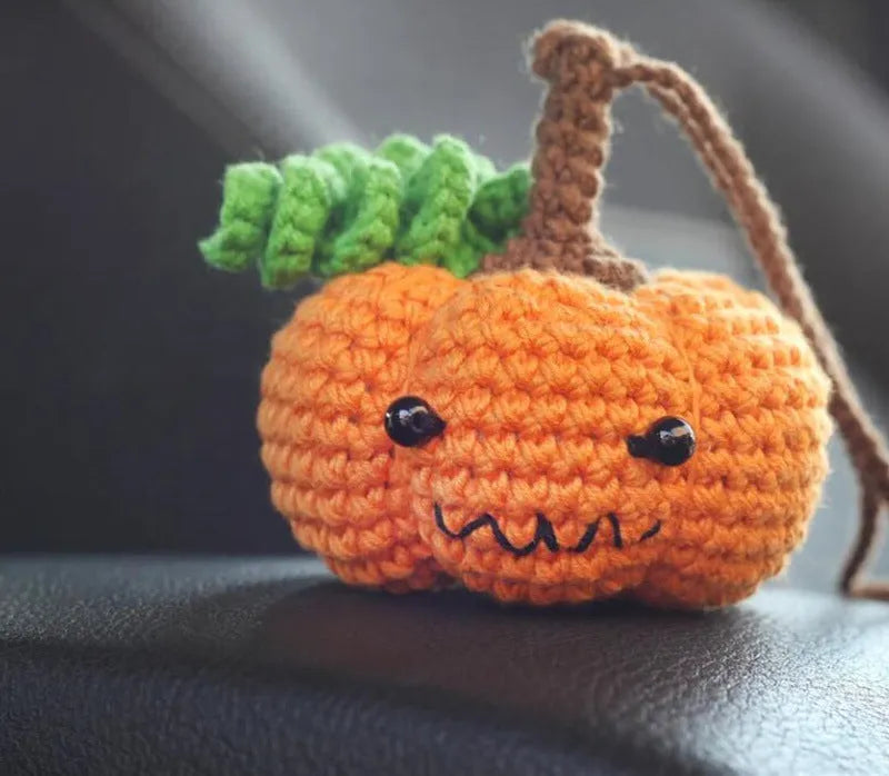 Plush hand-woven car hanging ornament in a cartoon design made from polyester