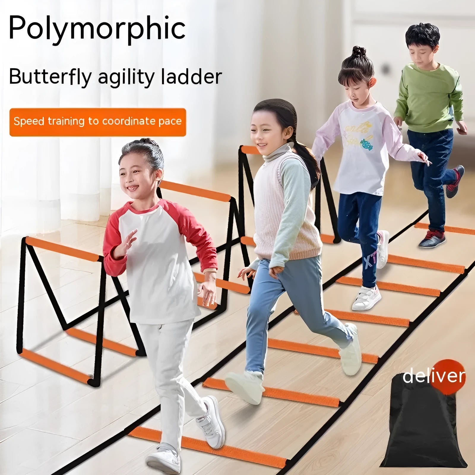 Multi-functional plastic butterfly ladder agility training equipment for children and youth coordination development