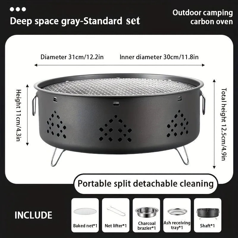 Portable stainless steel barbecue grill with detachable design for outdoor camping and picnics