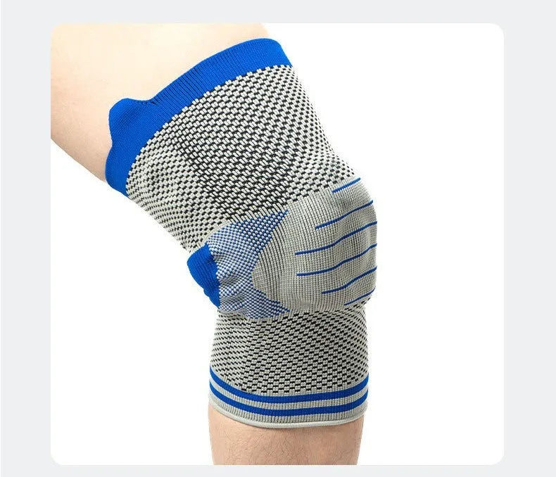 Cotton knee pad with visible silicone spring bar shock absorber in Black and Gray colour scheme.