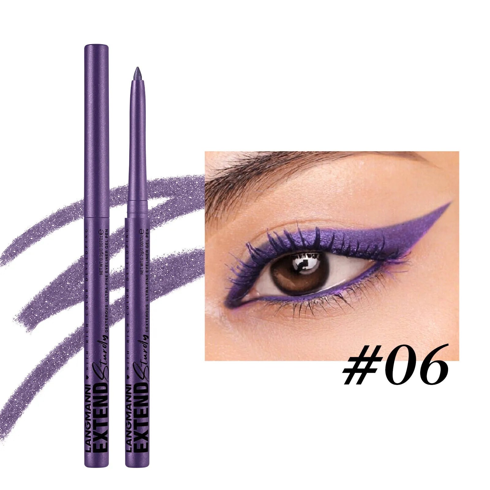 Set of 12 colourful gel glitter eyeliner pencils with matte, glitter, metallic, and pearl finishes