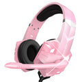 Wired gaming headset with microphone and RGB breathing lights in blue colour
