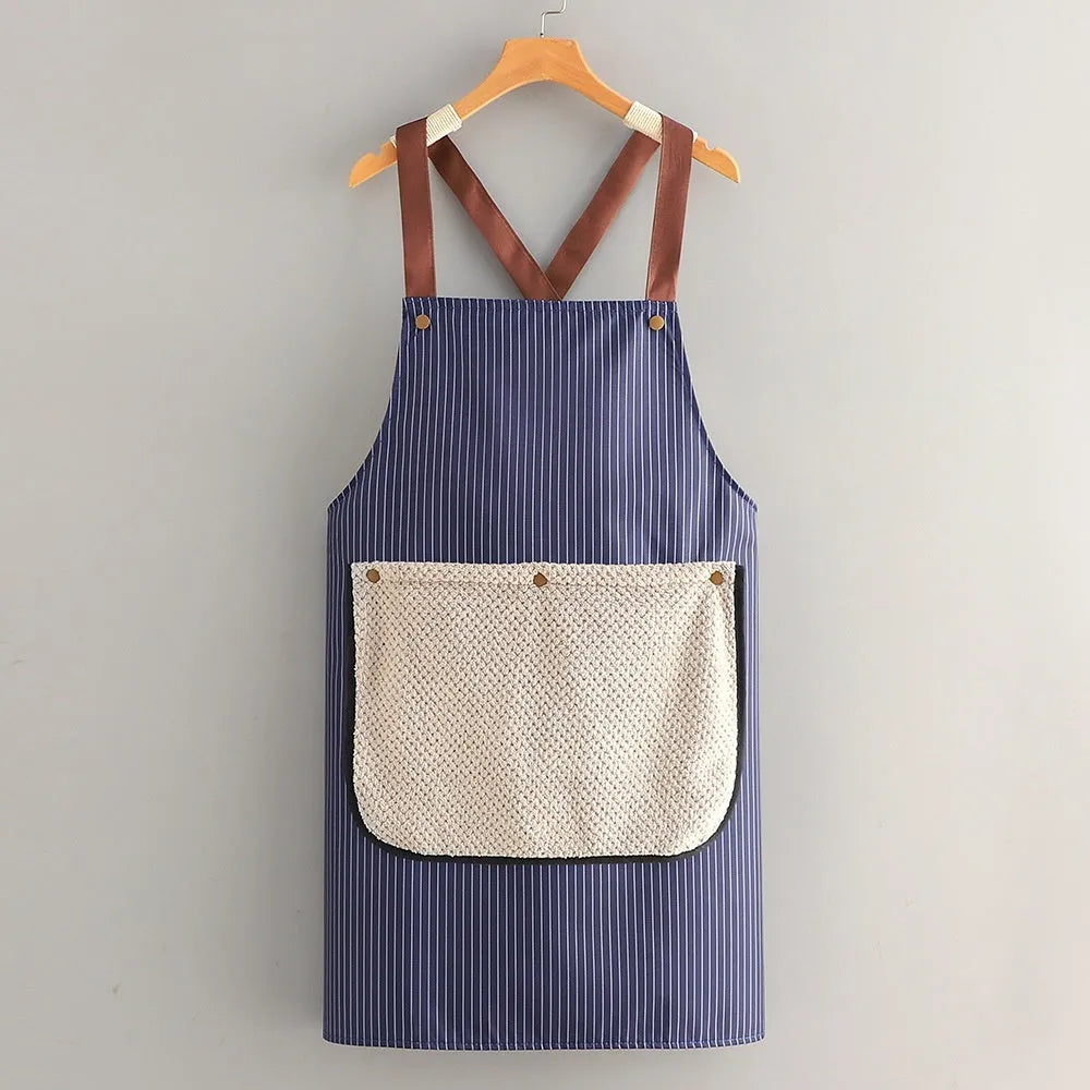 Polyester waterproof kitchen apron in various colours for household cooking protection