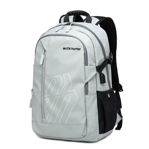 18-inch plaid pattern computer backpack with curved shoulder strap in blue colour