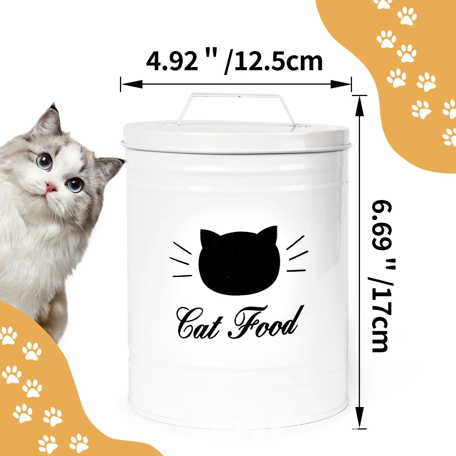 Round black iron sheet kitchen storage canister for dry goods like coffee or sugar, 301-500ml capacity.