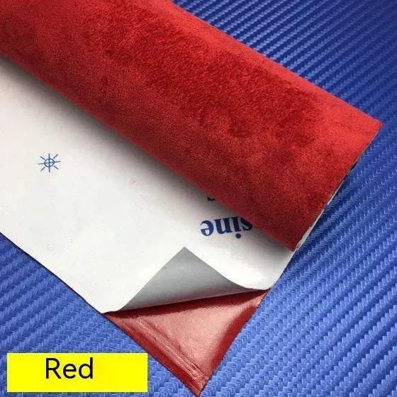 Sheet of self-adhesive elastic suede in beige colour, showing its thickness and adhesive backing.