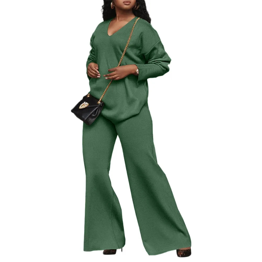 Women's brown thickened suede two-piece suit with long sleeves and trousers in Japanese Korean casual style