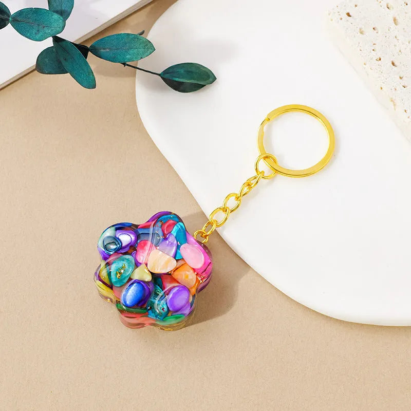 Small natural crystal cat's paw shaped pendant on a metal keyring, available in various crystal colours.