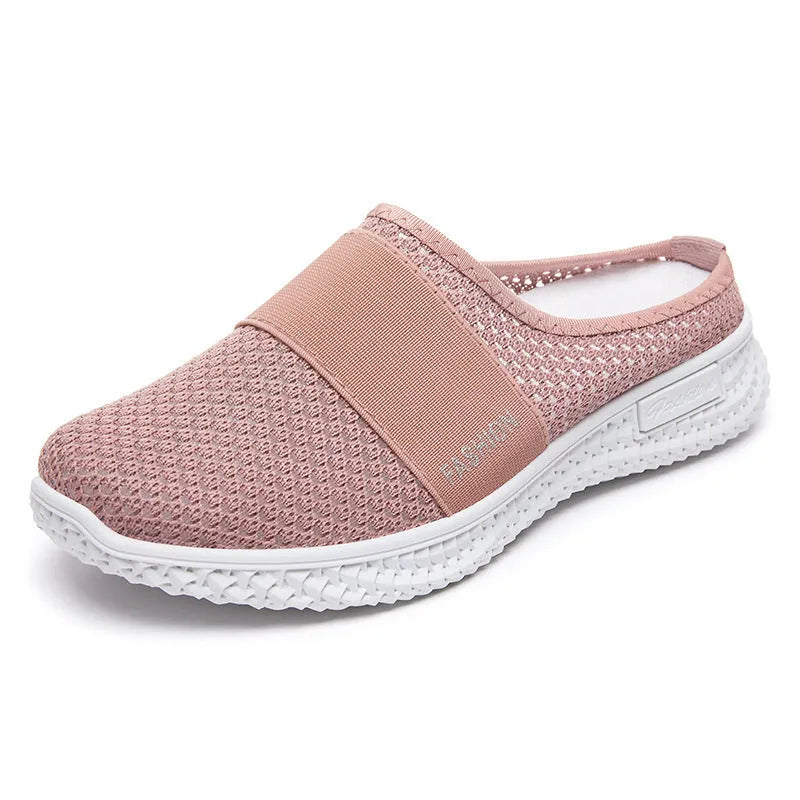 Women's mesh casual shoes with flat heel, hollow-out design, and round toe in multiple colour options