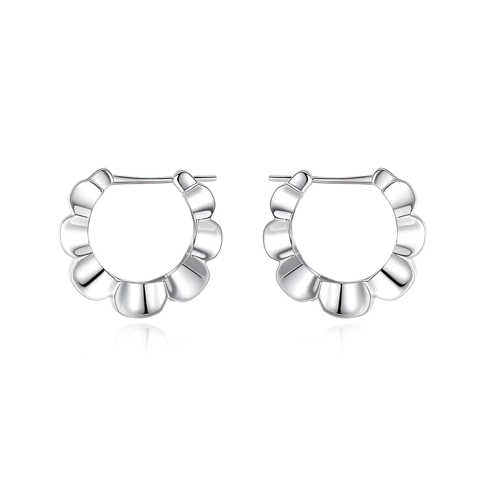 Sterling silver geometric earrings with round elements and electroplated finish