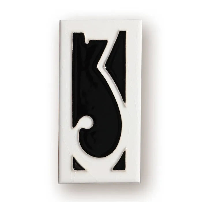 Handmade retro enamel ceramic doorplate showing a number, dimensions 76mm by 152mm