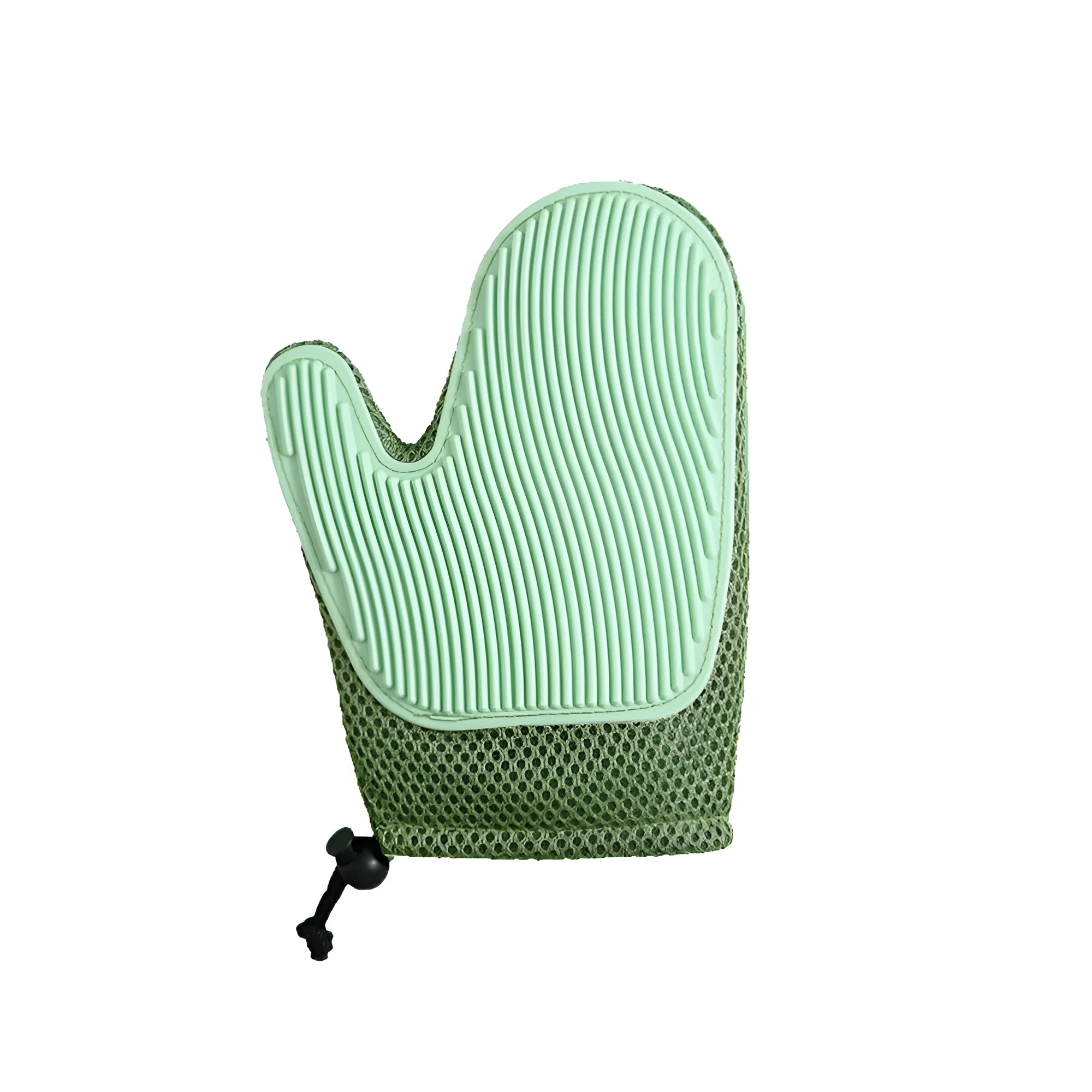 Pet grooming glove for hair removal in dark blue colour showing mesh fabric texture