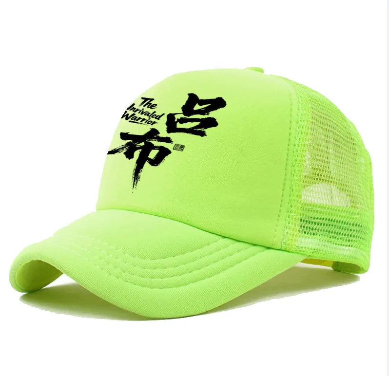 Men's casual polyester baseball cap shown in multiple colour options on a white background.
