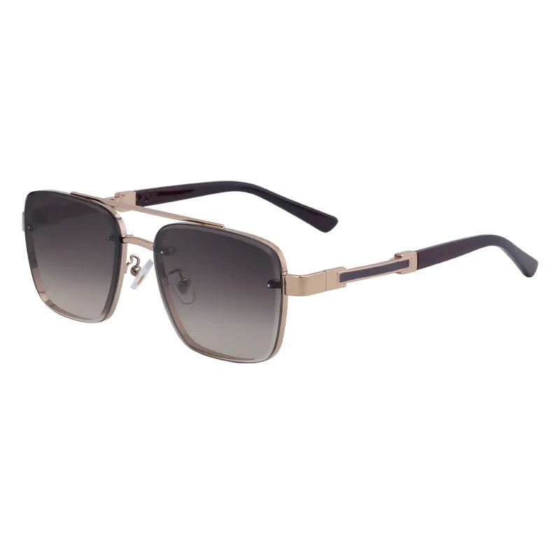 Men's vintage sunglasses with UV400 lenses in gold gradient blue colour on a PC frame.