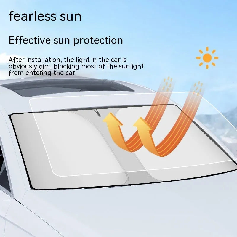 Car double ring front shield sun shade with titanium silver NC fabric for heat insulation