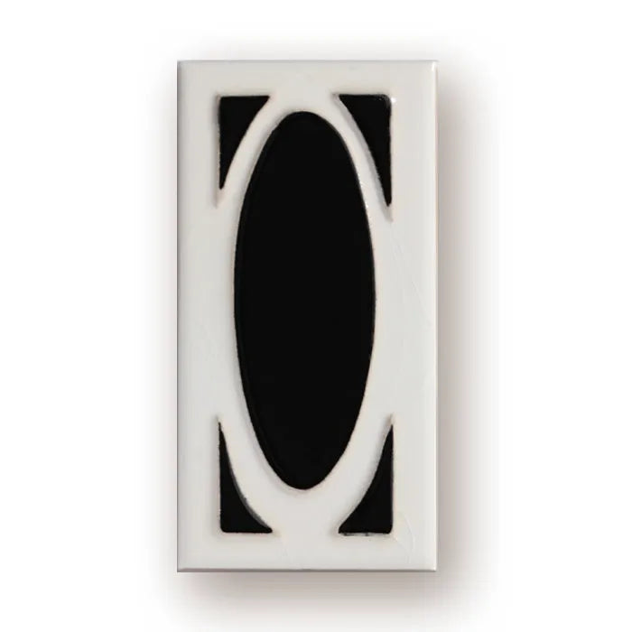 Handmade retro enamel ceramic doorplate showing a number, dimensions 76mm by 152mm