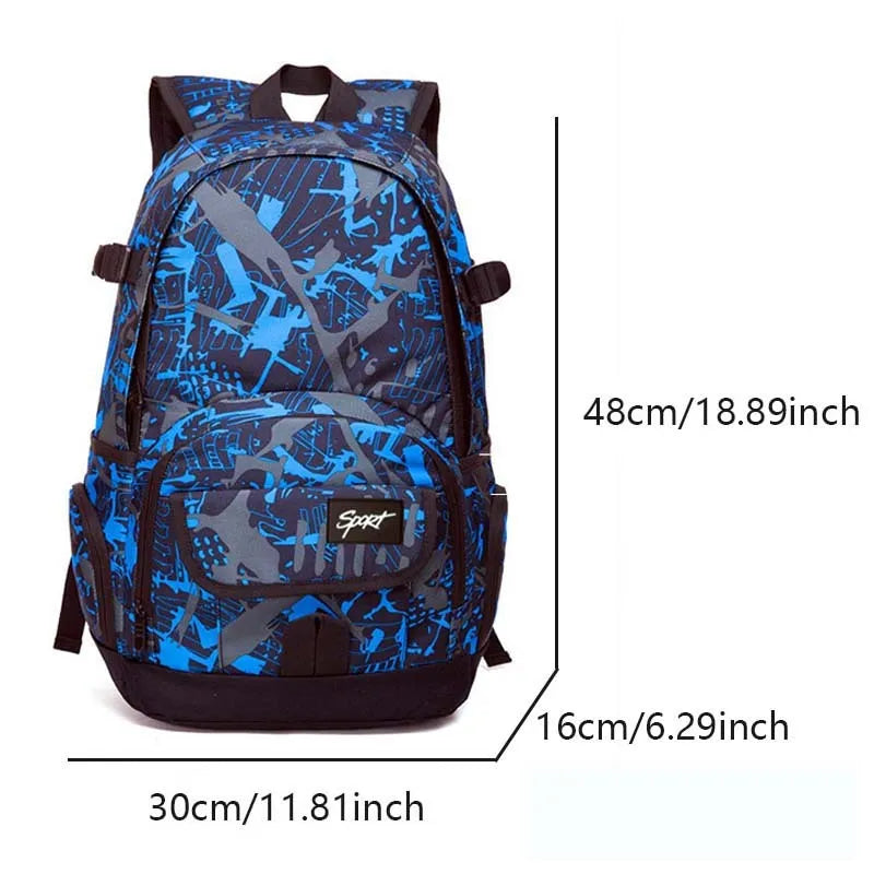 Classic blue or red nylon backpack with large capacity for school and travel
