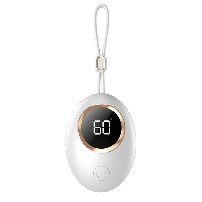 USB digital display hand warmer in one of six colour options: blue, green, white, or pink.