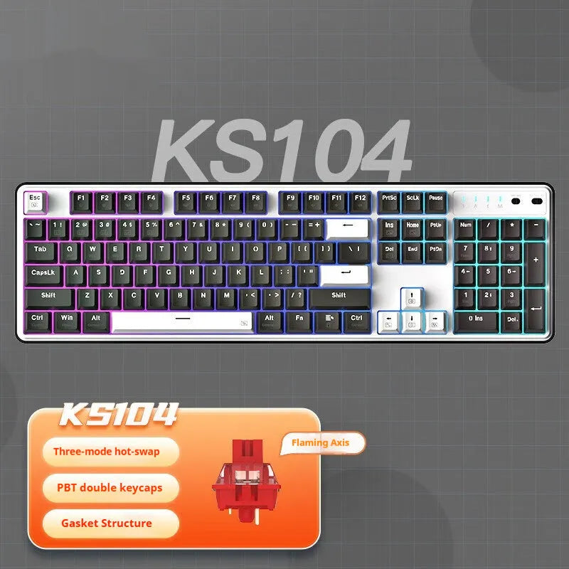 Red Dragon three-mode mechanical keyboard with 104 keys in multiple colour and switch options