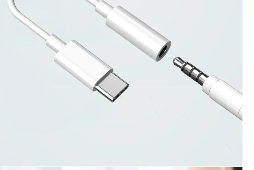 White Type-C digital audio adapter cable with bare wire interface for Samsung Huawei Xiaomi iPhone