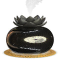 Pure black USB-powered ultrasonic aromatherapy humidifier with ceramic lotus design