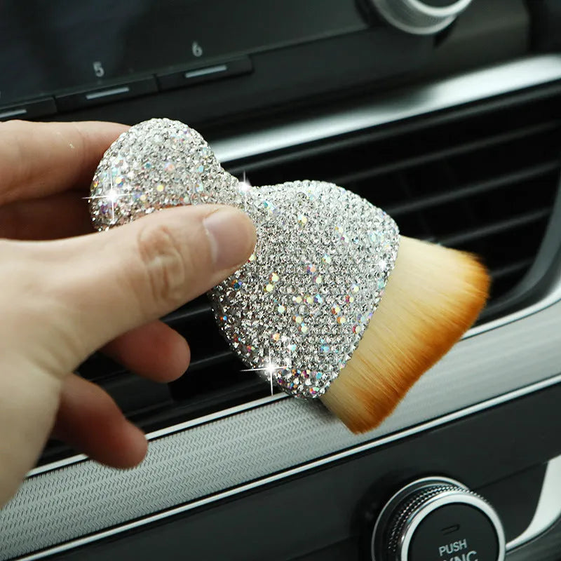 Car interior soft brush dust removal tool with flexible PVC bristles measuring 10cm by 5cm