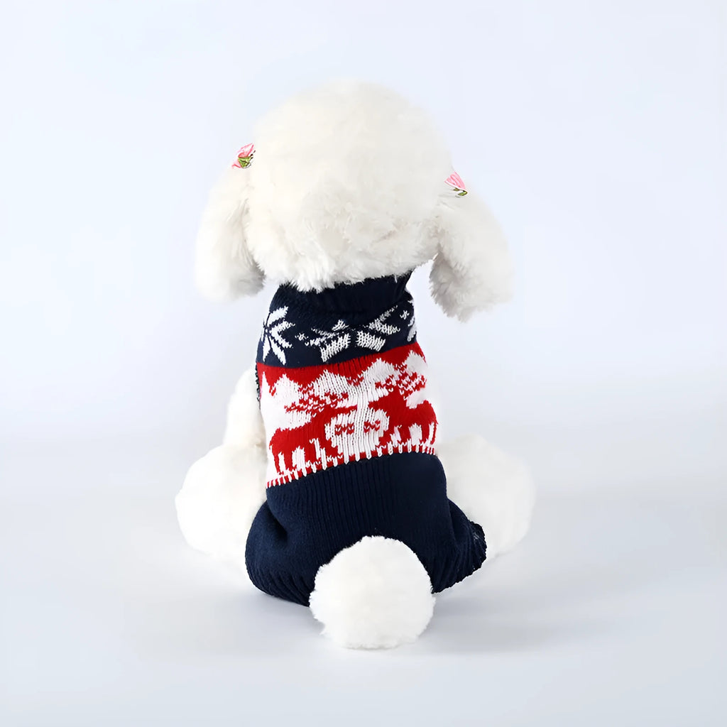 Navy blue knitted Christmas sweater for dogs in European American style