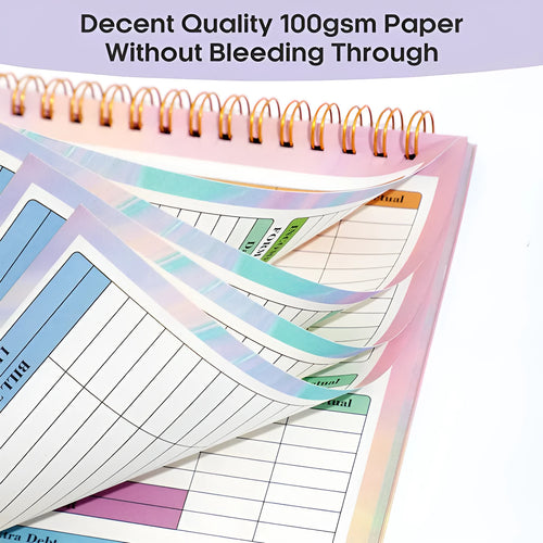 B5 wealth management notebook with spiral binding and blue PP cover for daily expense tracking