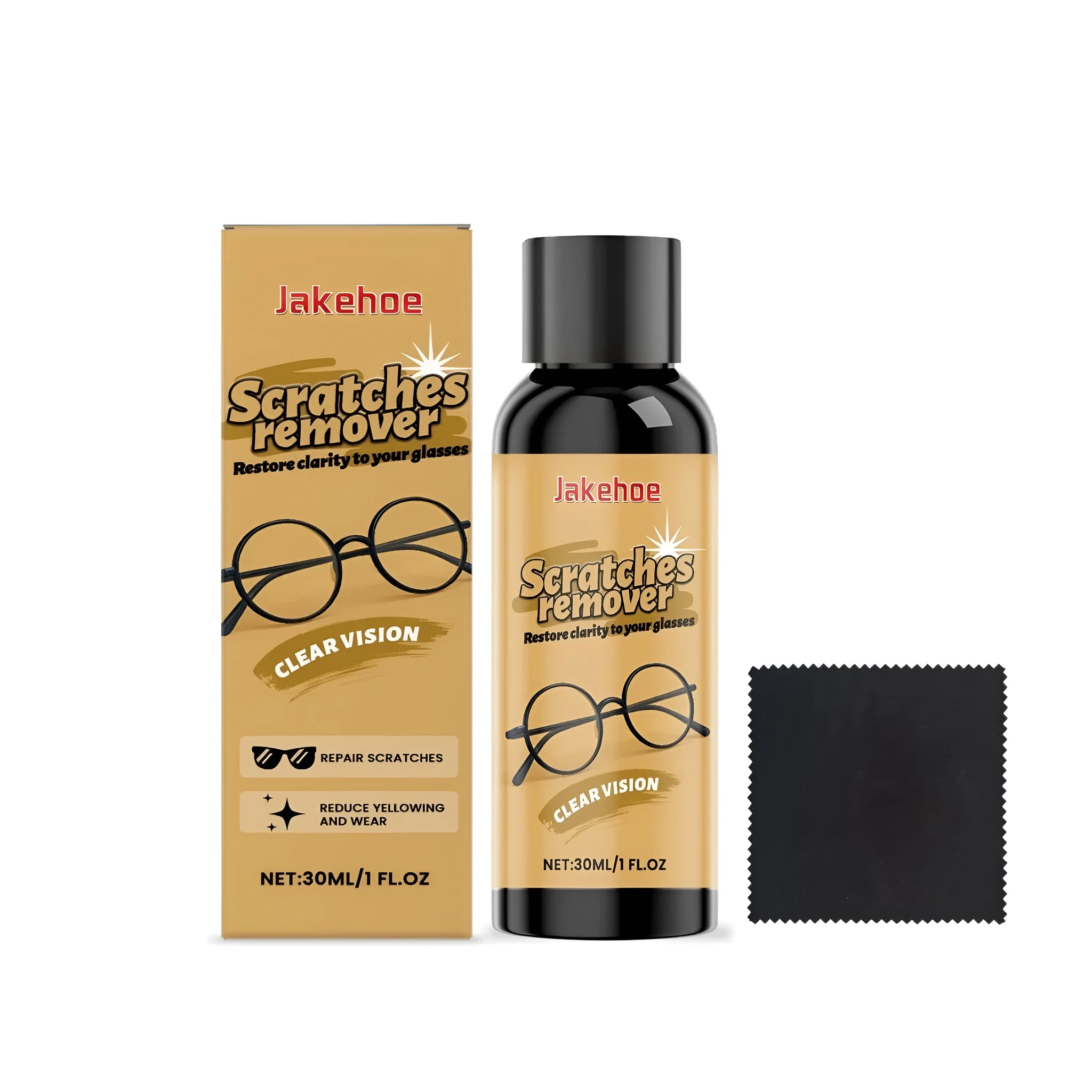 30ml glasses scratch remover bottle with microfiber cleaning cloth for lens restoration