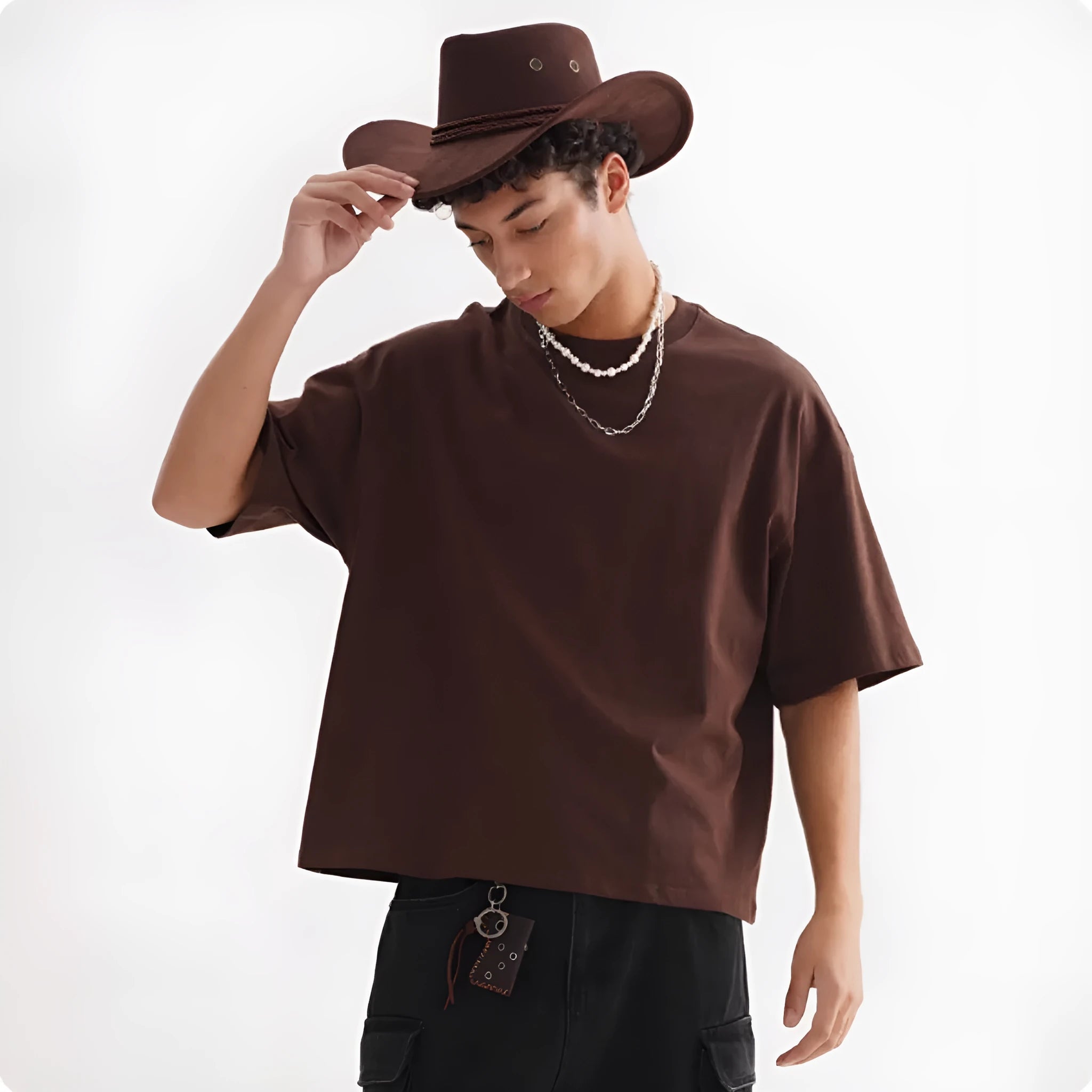 American-style loose fit pure cotton T-shirt in multiple colours including apricot, black and white