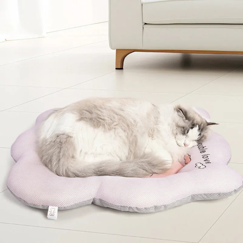 Green reversible pet cooling mat with non-slip bottom in medium size for dogs and cats