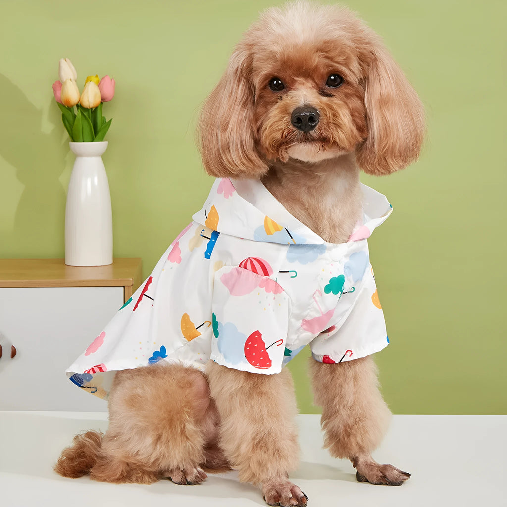 Cartoon umbrella pattern pet raincoat for dogs in colourful polyester material