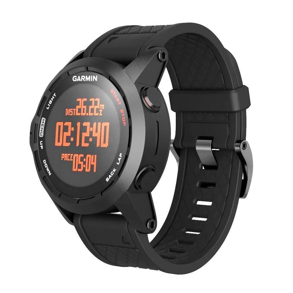 Black silicone watch strap with stainless steel watch-button connection for Jiaming 26mm watches
