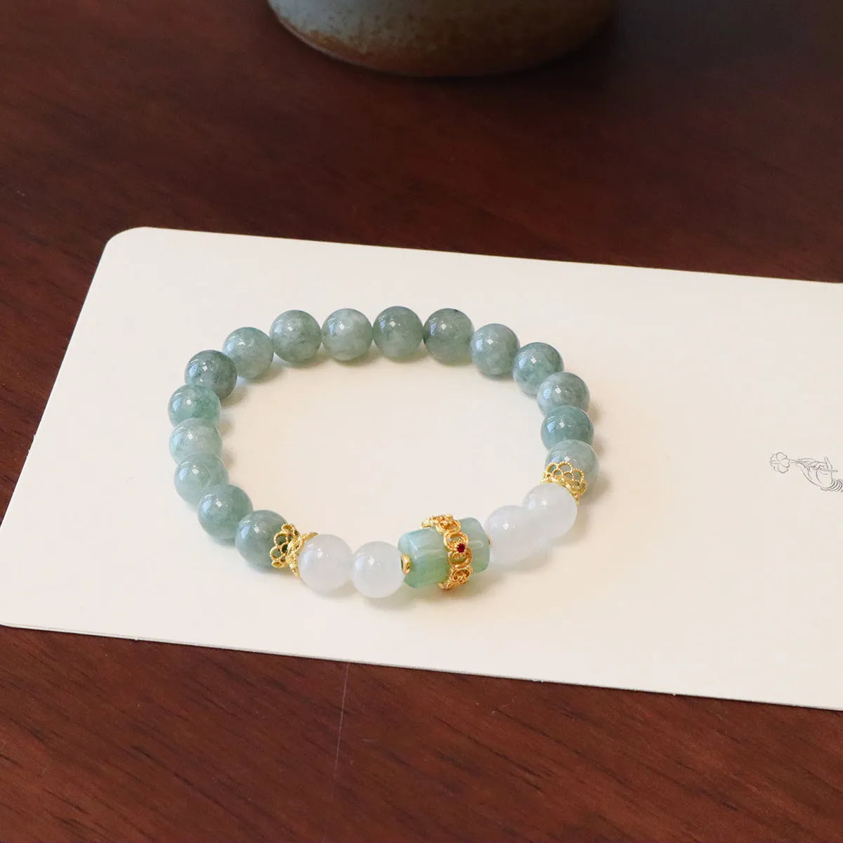 Women's Myanmar jade bracelet with safety buckle pendant in geometric new Chinese style