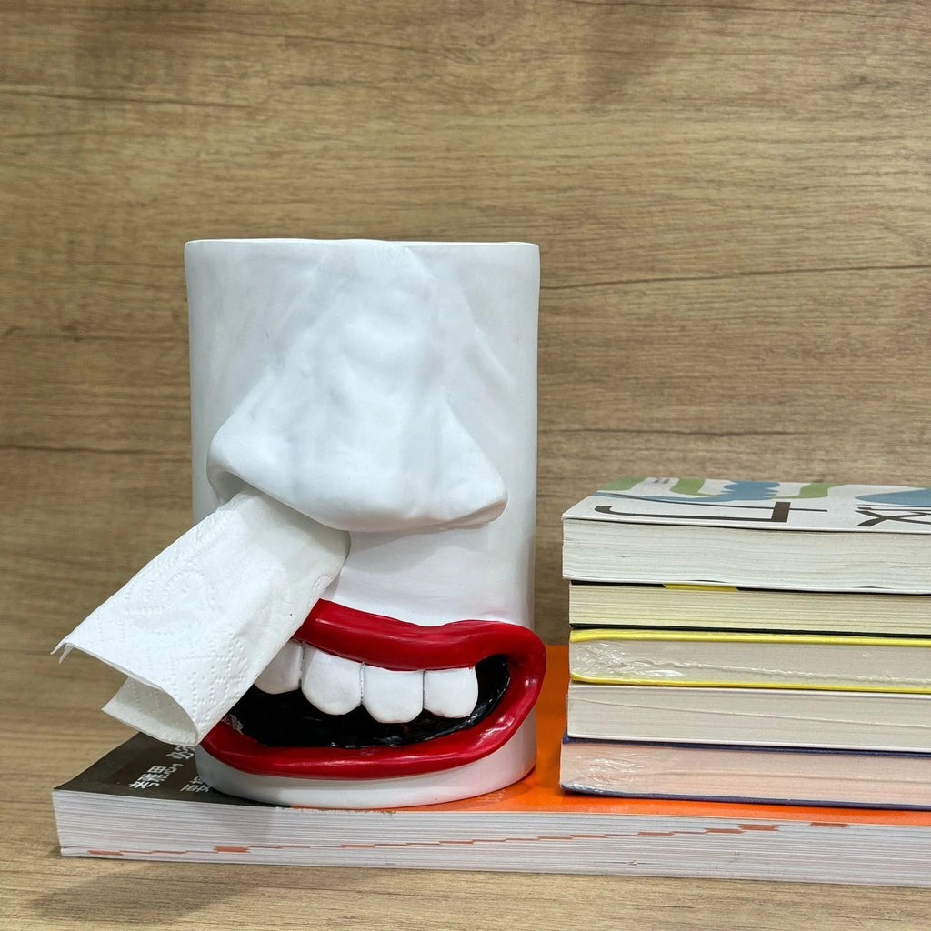 Resin tissue box cover desktop ornament in American style with humorous design measuring 8.5cm by 14.6cm