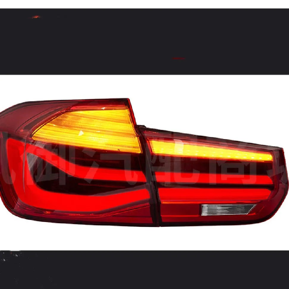 BMW 3 Series tail light assembly with LED streamer pattern in red or smoked black for 2012-2015 models