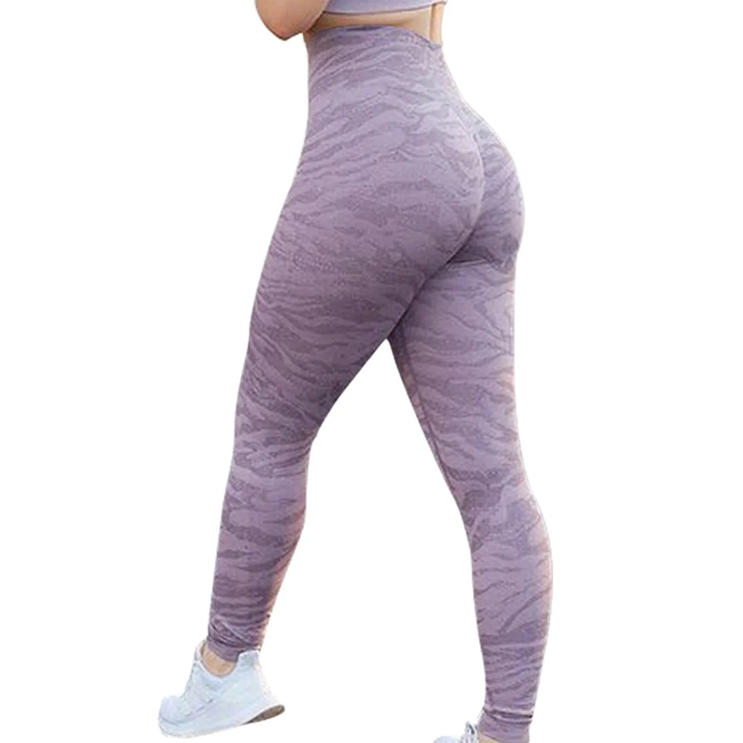 Women's push up booty leggings in a camouflage pattern for gym and yoga workouts.