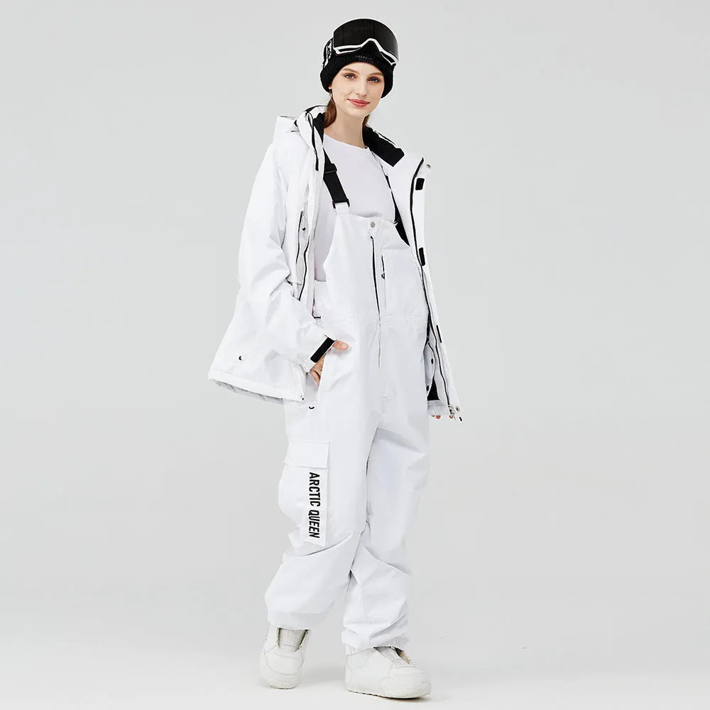 Men's and women's winter ski suit in blue and black colour combination for snow sports