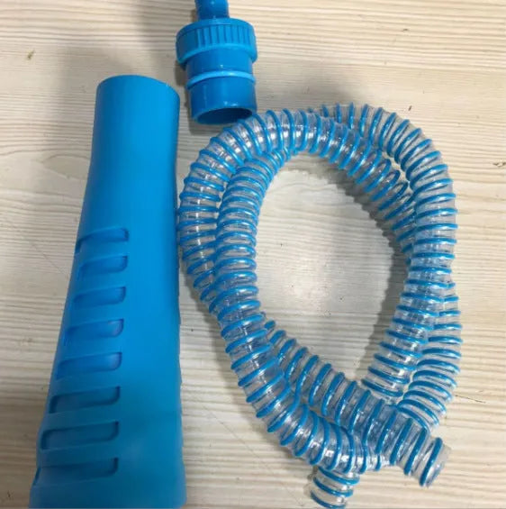 Blue suction pipe appliance cleaning tool with round head, 114cm length, includes three blue opp bags