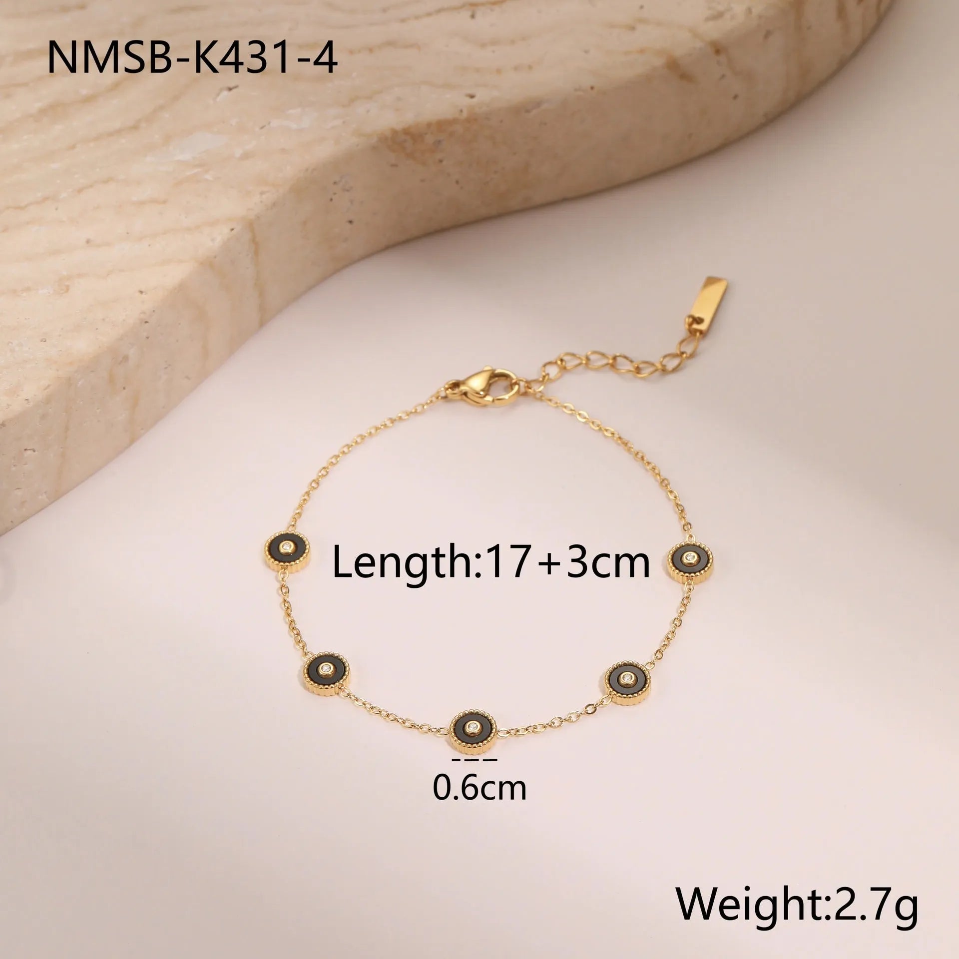Geometric stainless steel women's bracelet with 18K gold plating, OL fashion style.