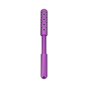 Purple handheld beauty massage roller with germanium particles for facial treatment