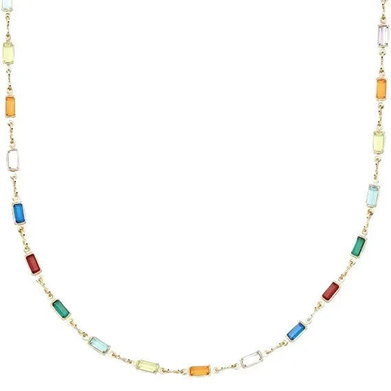 Geometric glass pendant necklace for women on an adjustable alloy chain, cold wind style.