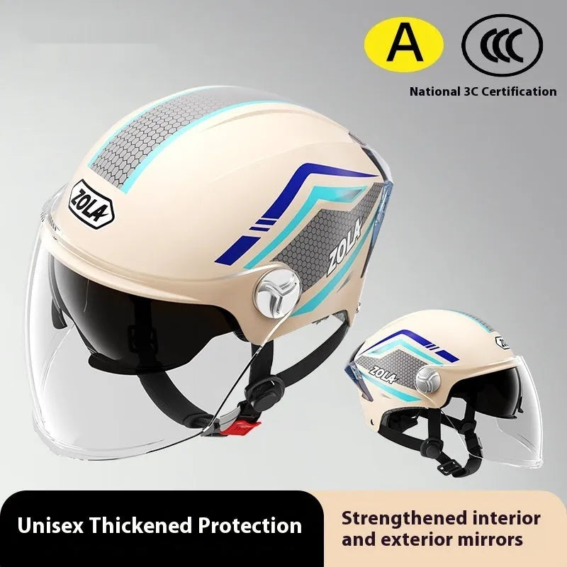 Children's 3C certified motorcycle half helmet in multiple colour options with double mirror finishes