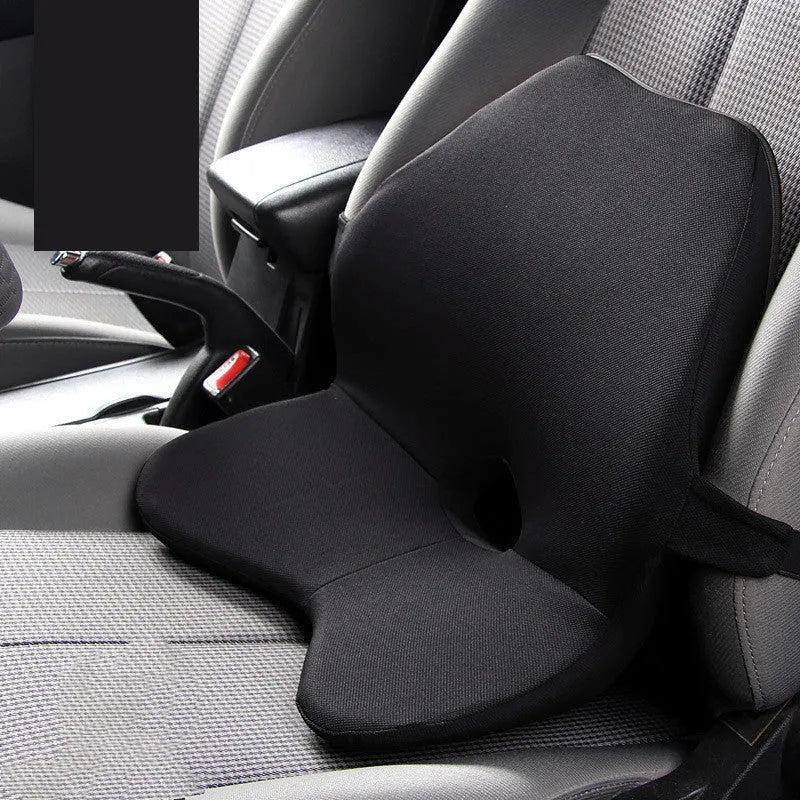 Memory cotton car waist pad and headrest set in neutral colours on car seat