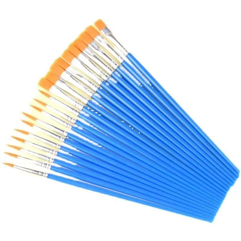 Children's graphic art gouache pen set with flat and hook line pens on a white background