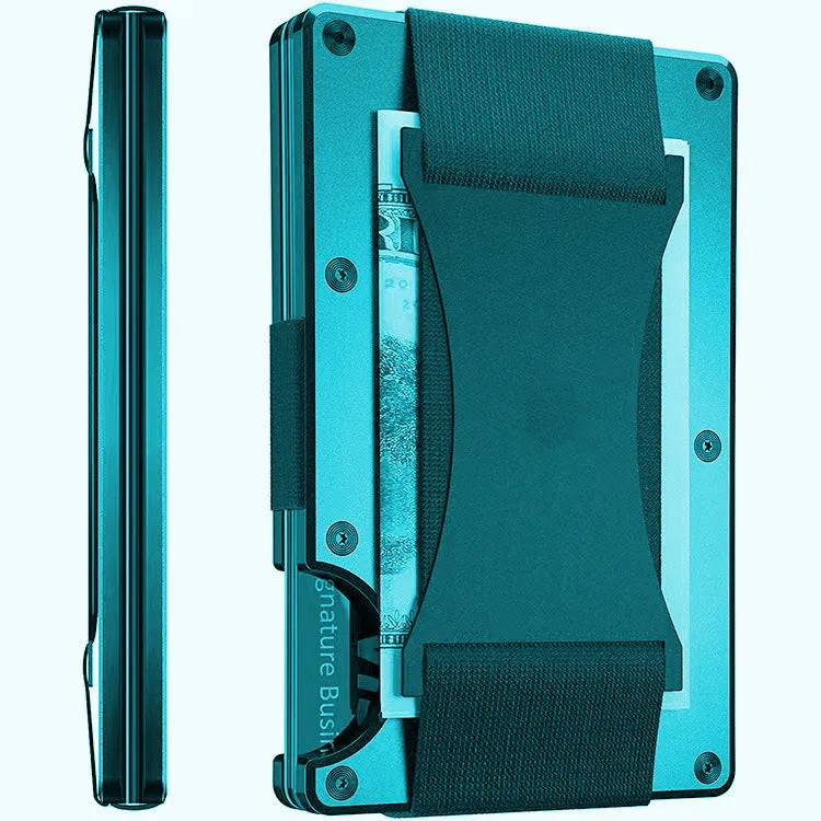 Metal card bag wallet with RFID anti-theft blocking, solid colour, frosted finish, unisex coin and card holder