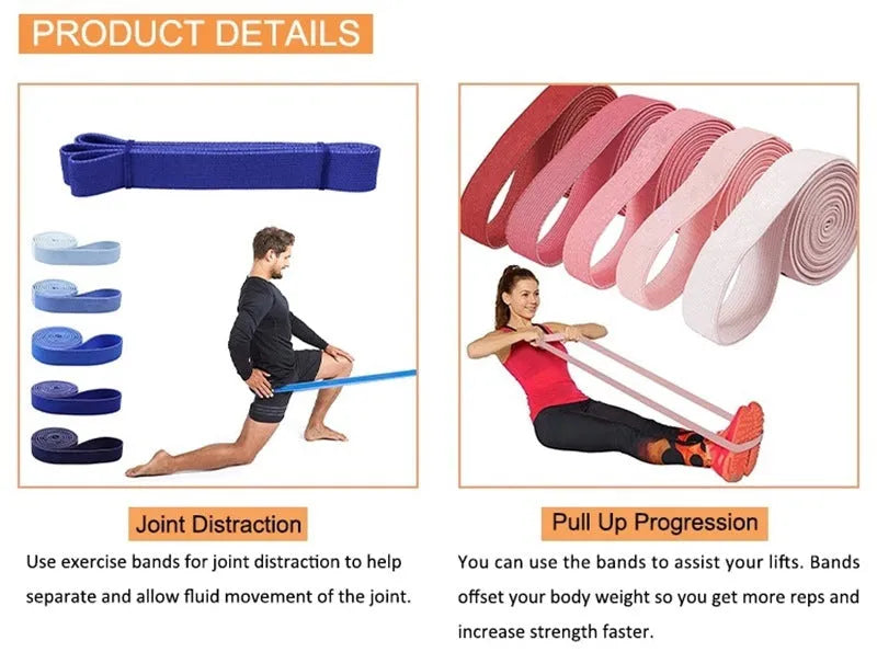 Five-piece long crochet resistance band set in single colour for fitness training