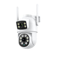 White outdoor night vision wireless surveillance camera with dual-screen humanoid tracking and bracket